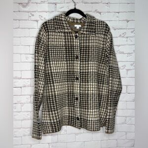 J. Jill Black and Brown Houndstooth Button Down Shirt Size M Tall | Classic Chic
